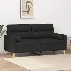 Comparateur de prix : vidaXL Canapé 2 places avec oreillers décoratifs noir 140 cm tissu