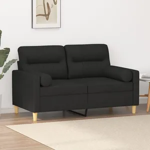 vidaXL Canapé 2 places avec oreillers décoratifs noir 120 cm tissu pas cher