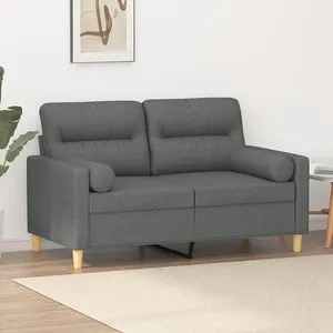 vidaXL Canapé 2 places avec oreillers gris foncé 120 cm tissu pas cher