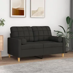vidaXL Canapé 2 places avec oreillers décoratifs noir 120 cm tissu pas cher