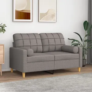 vidaXL Canapé 2 places avec oreillers décoratifs taupe 120 cm tissu pas cher