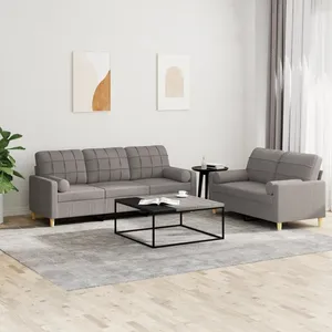 vidaXL Ensemble de canapés 2 pcs avec coussins taupe tissu pas cher