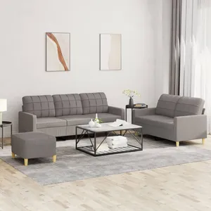 vidaXL Vidaxl Ensemble De Canapés 3 Pcs Avec Coussins Taupe Tissu