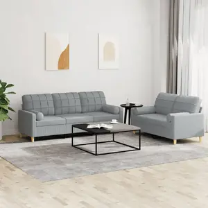vidaXL Ensemble de canapés 2 pcs coussins gris clair tissu pas cher