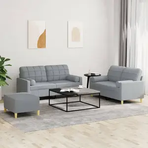 vidaXL Ensemble de canapés 3 pcs coussins gris clair tissu pas cher
