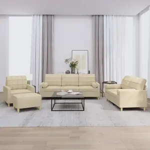 vidaXL Ensemble de canapés 4 pcs avec coussins crème tissu pas cher