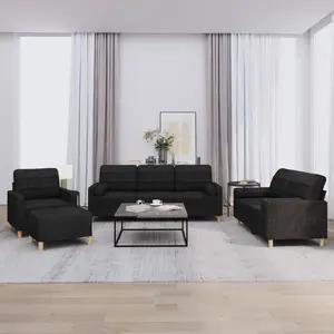 vidaXL Ensemble de canapés 4 pcs avec coussins noir tissu pas cher