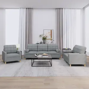 vidaXL Ensemble de canapés 3 pcs coussins gris clair tissu pas cher