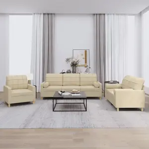 vidaXL Ensemble de canapés 3 pcs avec coussins crème tissu pas cher