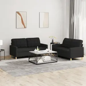 vidaXL Ensemble de canapés 2 pcs avec coussins Noir Tissu pas cher