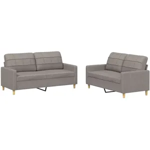 vidaXL Ensemble de canapés 2 pcs avec coussins Taupe Tissu pas cher