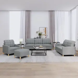 vidaXL Ensemble de canapés 4 pcs avec coussins Gris clair Tissu pas cher