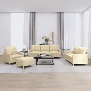 vidaXL Ensemble de canapés 4 pcs avec coussins Crème Tissu pas cher