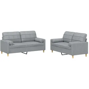 vidaXL Ensemble de canapés 2 pcs coussins gris clair tissu pas cher