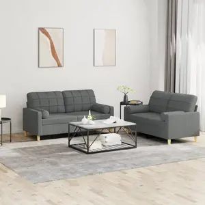 vidaXL Ensemble de canapés 2 pcs coussins gris foncé tissu pas cher