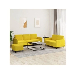 vidaXL Ensemble de canapés 3 pcs jaune velours pas cher