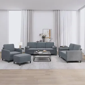 vidaXL Ensemble de canapés 4 pcs avec coussins gris foncé velours pas cher
