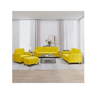 vidaXL Ensemble de canapés 4 pcs avec coussins jaune velours pas cher
