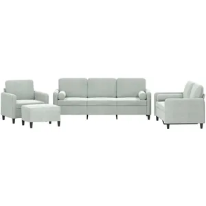 vidaXL Ensemble de canapés 4 pcs avec coussins gris clair velours pas cher