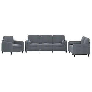 Comparateur de prix : vidaXL Ensemble de canapés 3 pcs avec coussins gris foncé velours