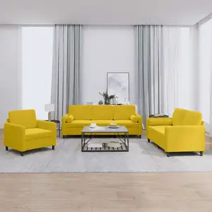 vidaXL Ensemble de canapés 3 pcs avec coussins jaune velours pas cher