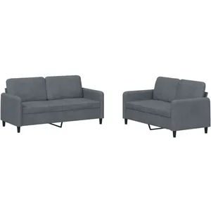 vidaXL Ensemble de canapés 2 pcs gris foncé velours