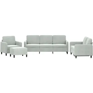 vidaXL Vidaxl Ensemble De Canapés 4 Pcs Gris Clair Velours pas cher