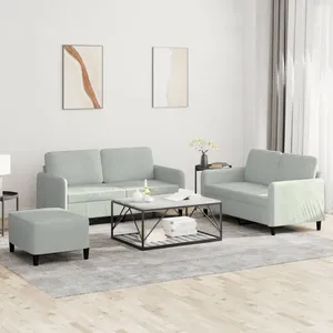 vidaXL Ensemble de canapés 3 pcs gris clair velours pas cher