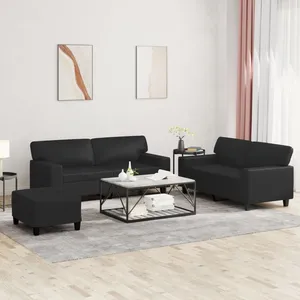 vidaXL Vidaxl Ensemble De Canapés 3 Pcs Noir Similicuir pas cher