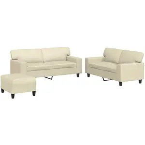 vidaXL Ensemble de canapés 3 pcs crème similicuir pas cher