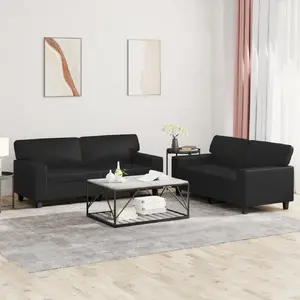 vidaXL Ensemble de canapés 2 pcs noir similicuir pas cher