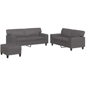 vidaXL Ensemble de canapés 3 pcs gris similicuir pas cher