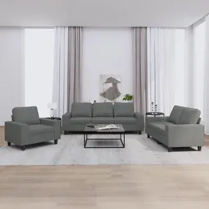 vidaXL Ensemble de canapés 3 pcs gris foncé tissu pas cher