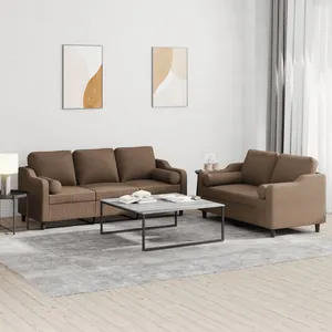 vidaXL Ensemble de canapés 2 pcs avec coussins marron tissu pas cher