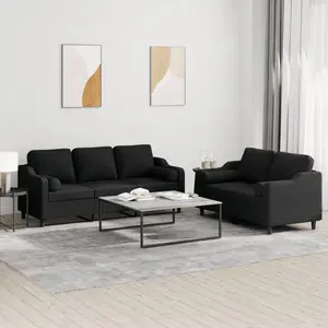 vidaXL Ensemble de canapés 2 pcs avec coussins noir tissu pas cher