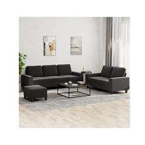 vidaXL Ensemble de canapés 3 pcs noir tissu pas cher