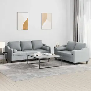 vidaXL Ensemble de canapés 2 pcs coussins gris clair tissu pas cher