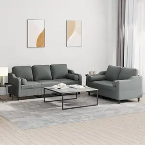 vidaXL Ensemble de canapés 2 pcs coussins gris foncé tissu pas cher