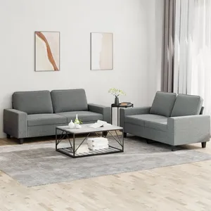 vidaXL Ensemble de canapés 2 pcs gris foncé tissu pas cher