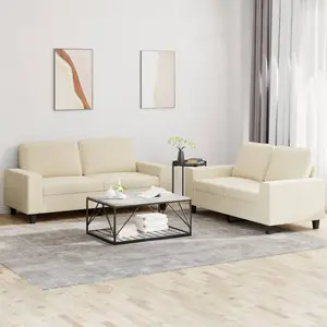 vidaXL Ensemble de canapés 2 pcs crème tissu pas cher