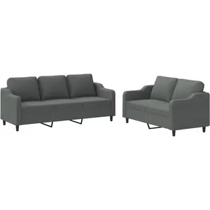 vidaXL Ensemble de canapés 2 pcs avec coussins Gris foncé Tissu pas cher