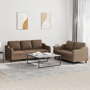 vidaXL Ensemble de canapés 2 pcs avec coussins Marron Tissu pas cher