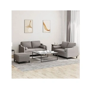vidaXL Ensemble de canapés 3 pcs avec coussins taupe tissu pas cher