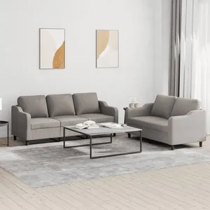 vidaXL Ensemble de canapés 2 pcs avec coussins Taupe Tissu pas cher