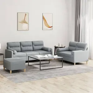 vidaXL Ensemble de canapés 3 pcs coussins gris clair tissu pas cher