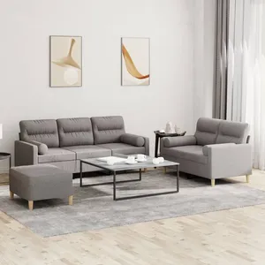 vidaXL Ensemble de canapés 3 pcs avec coussins taupe tissu pas cher