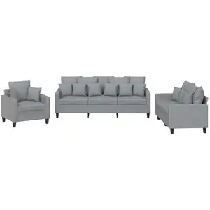 vidaXL Ensemble de canapés 3 pcs coussins gris clair tissu pas cher