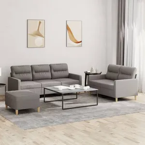 vidaXL Ensemble de canapés 3 pcs avec coussins Taupe Tissu pas cher