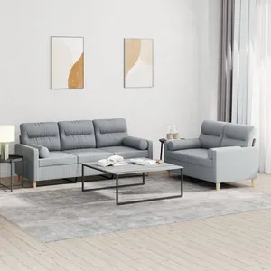 vidaXL Ensemble de canapés 2 pcs coussins gris clair tissu