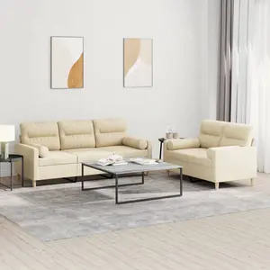 vidaXL Ensemble de canapés 2 pcs avec coussins crème tissu pas cher